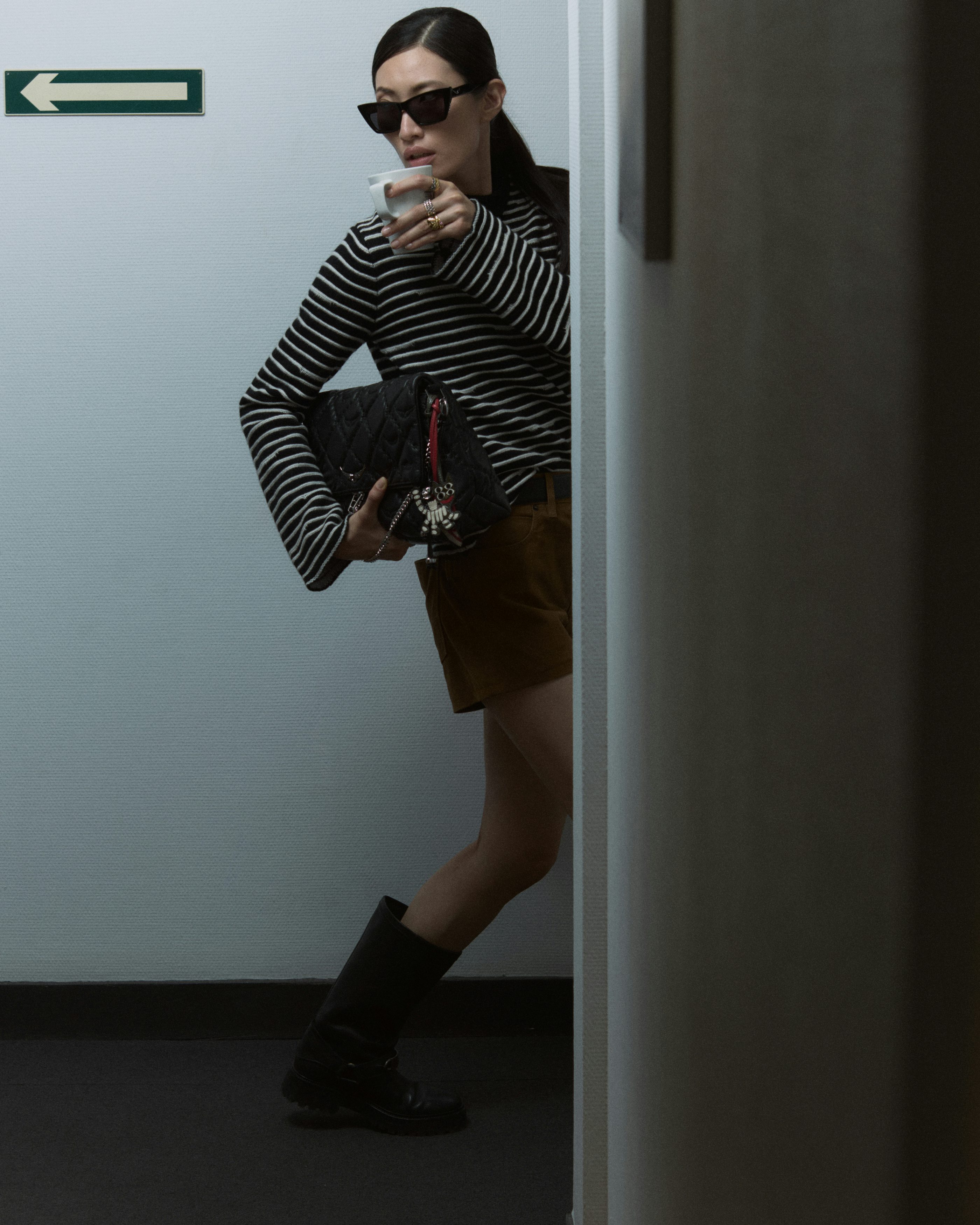 Rocky II Quilted Monogram Bag - Smooth quilted leather bag with monogram shoulder strap, chain, and signature wings.